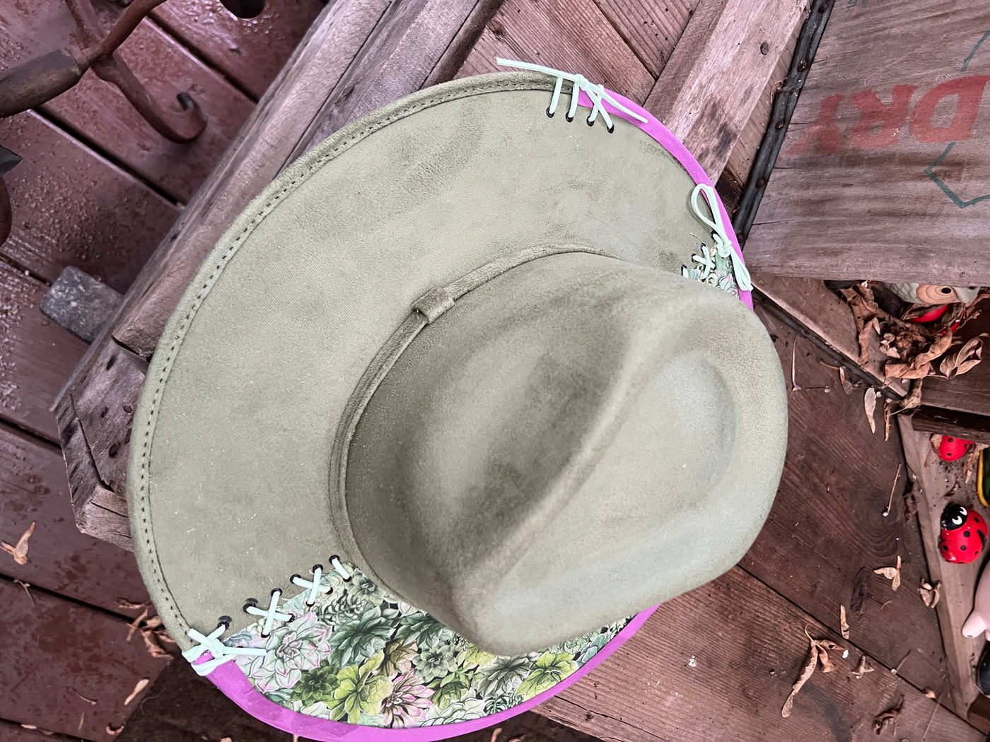 succulent hat Sage Green Boho Succulent Hat