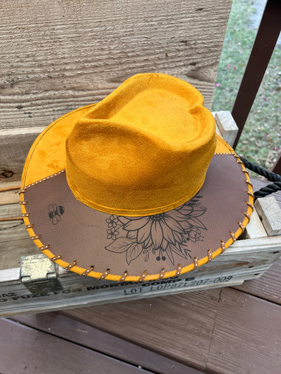 Mustard Sunflower Heart Crown Hat