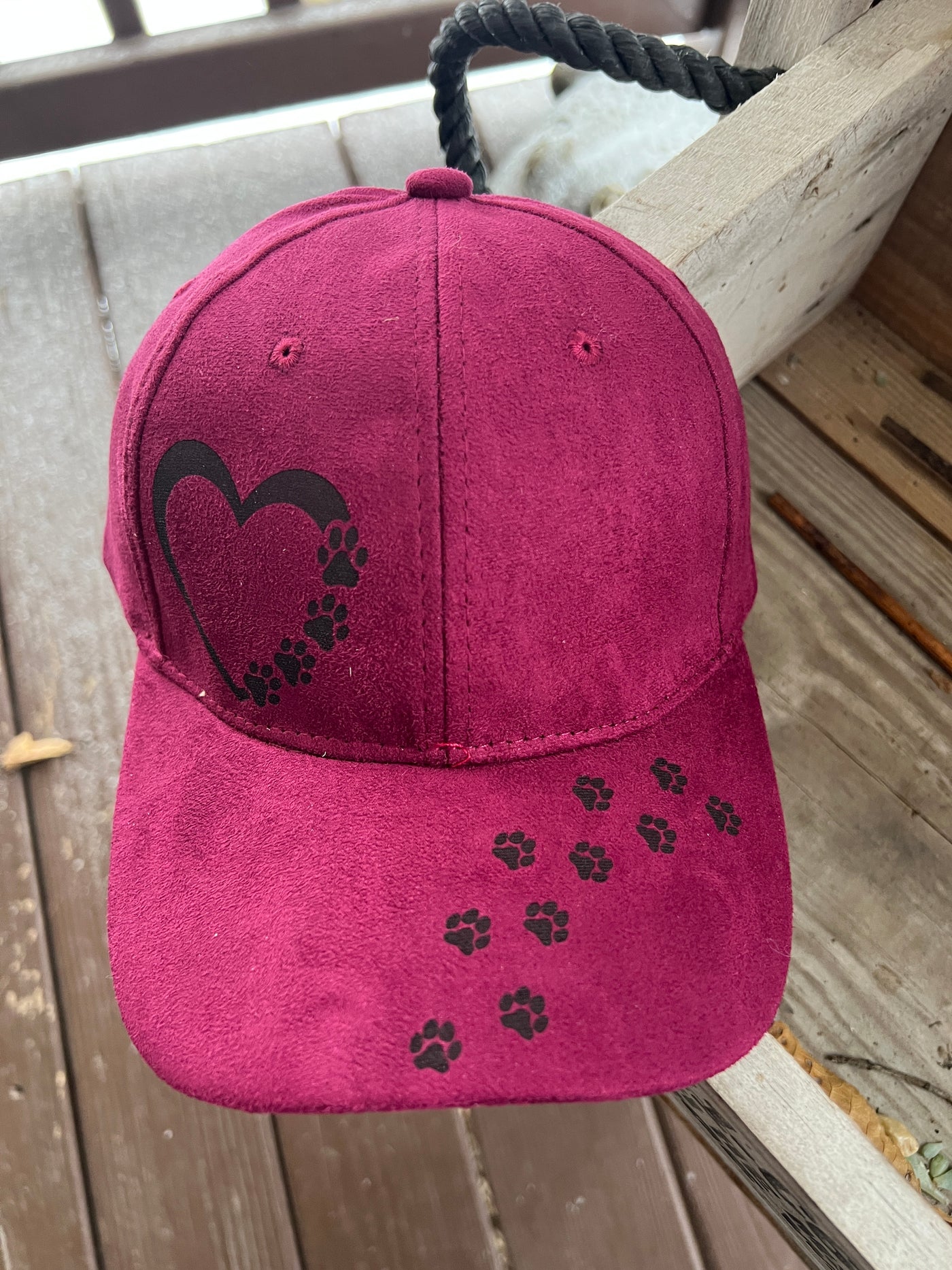 Maroon Dog Paw Burned Baseball Cap