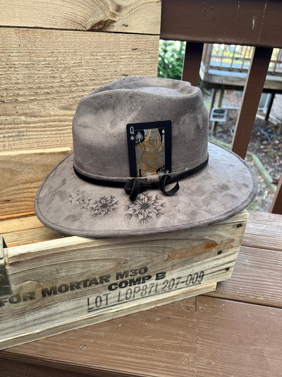 Grey Dandelion Heart Crown Hat