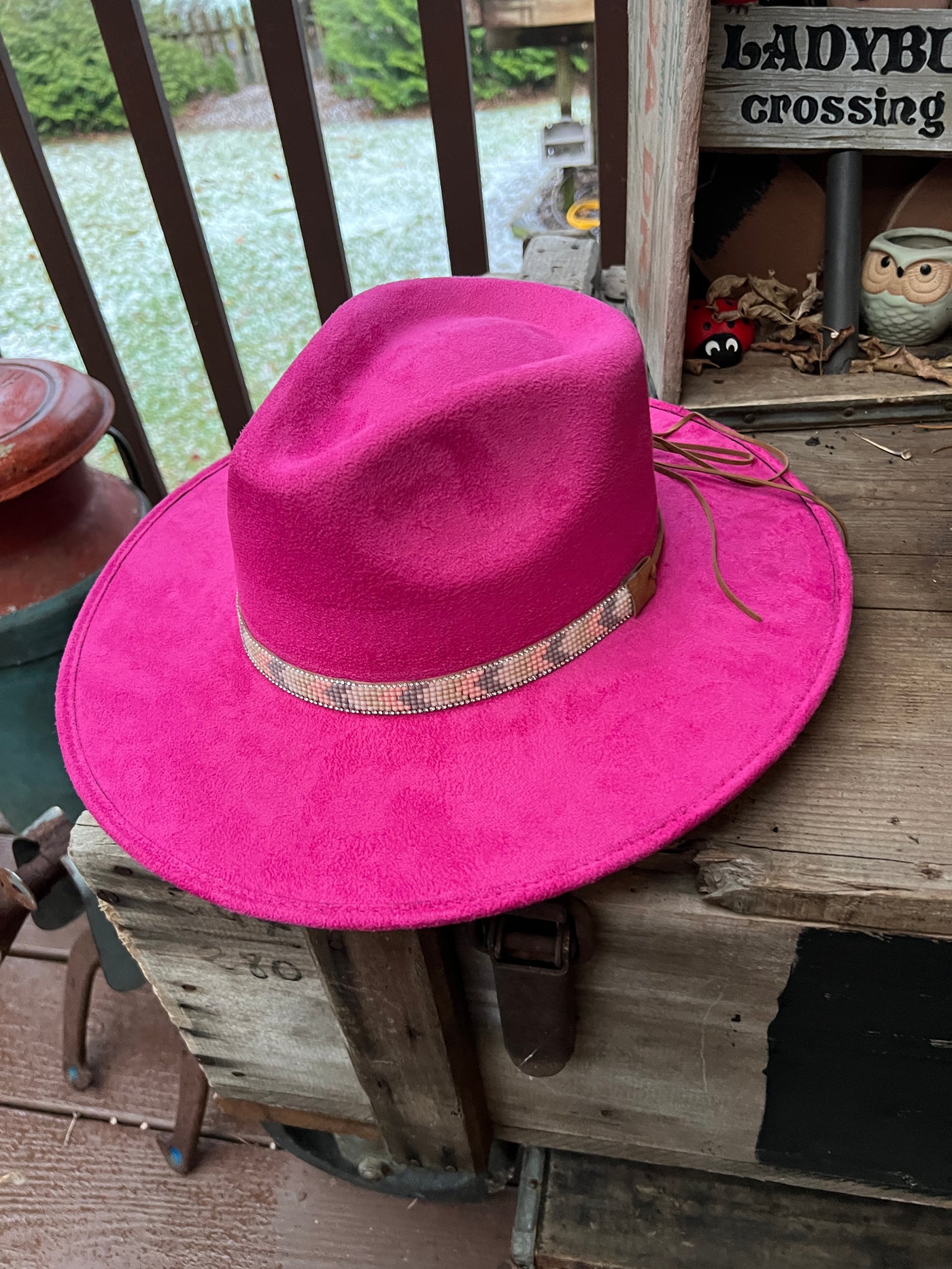 Magenta Pink Floral Microfiber Hat