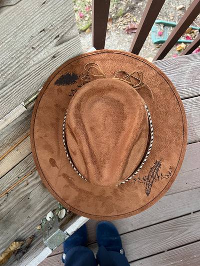 Feather Saddle Brown Rancher Hat
