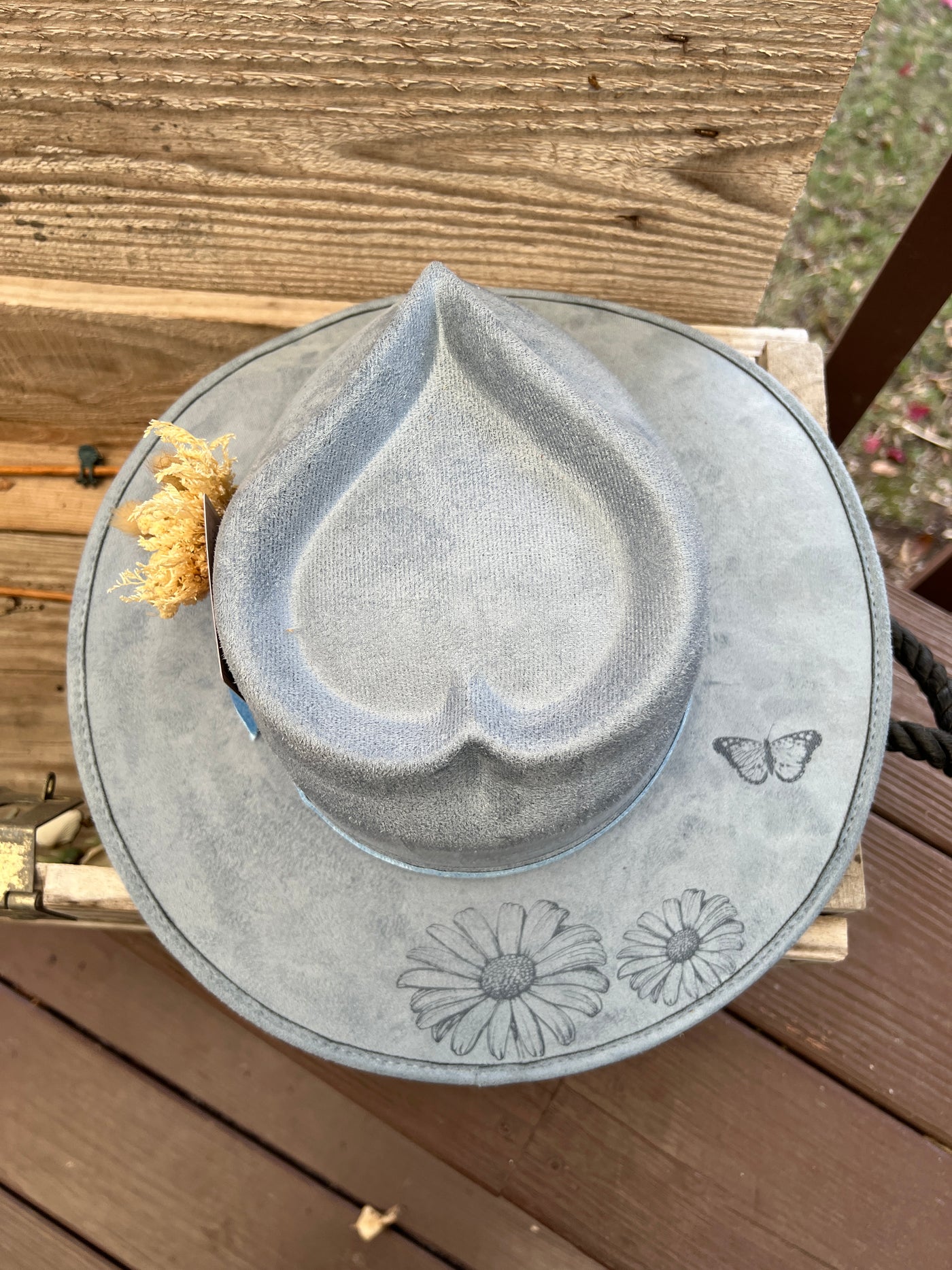 Baby Blue Heart Crown Butterfly Floral Hat