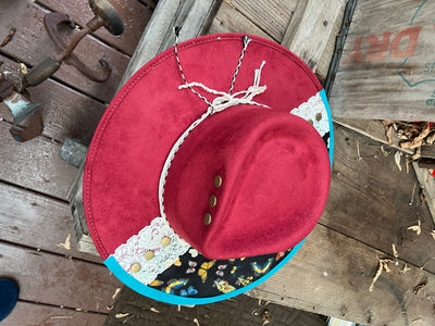 Maroon Red Boho Butterfly Hat