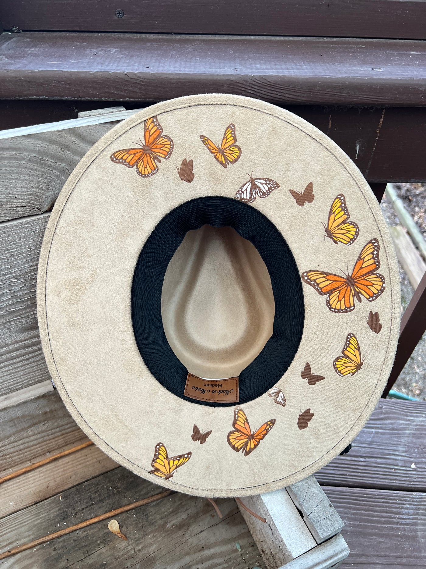 Tan Painted Butterfly Hat