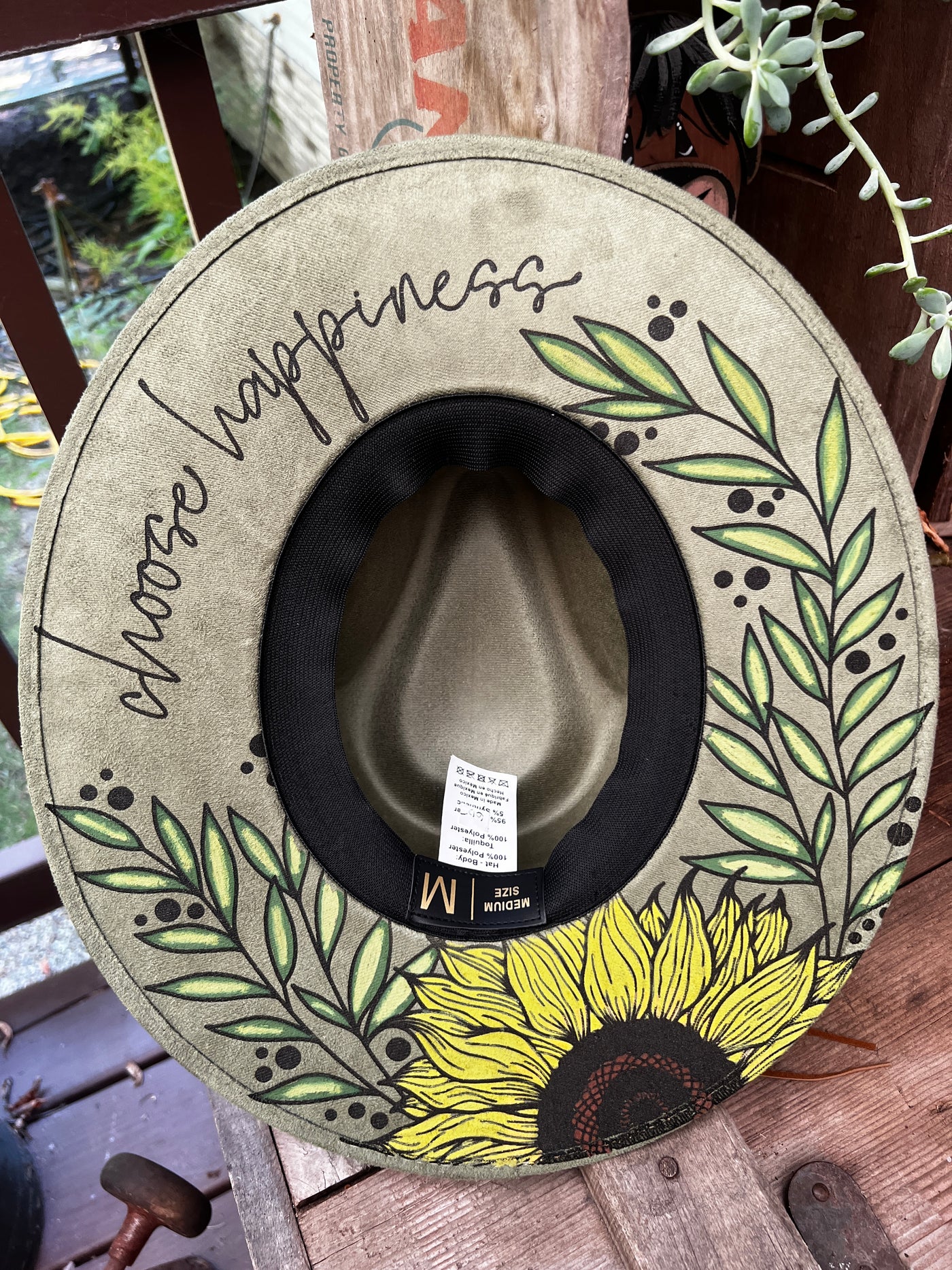 Sage Green Choose Happiness Sunflower Hat