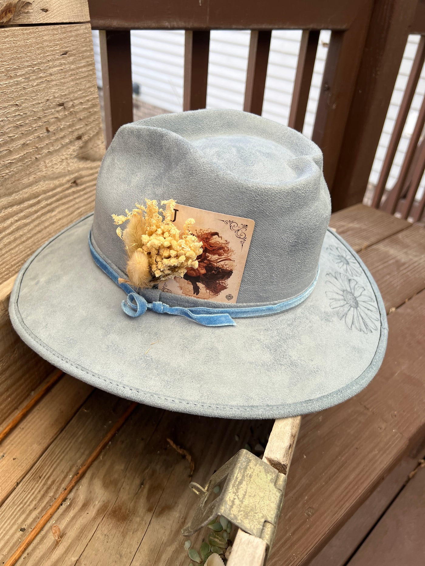 Baby Blue Heart Crown Butterfly Floral Hat