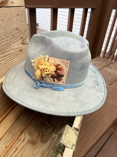 Baby Blue Heart Crown Butterfly Floral Hat