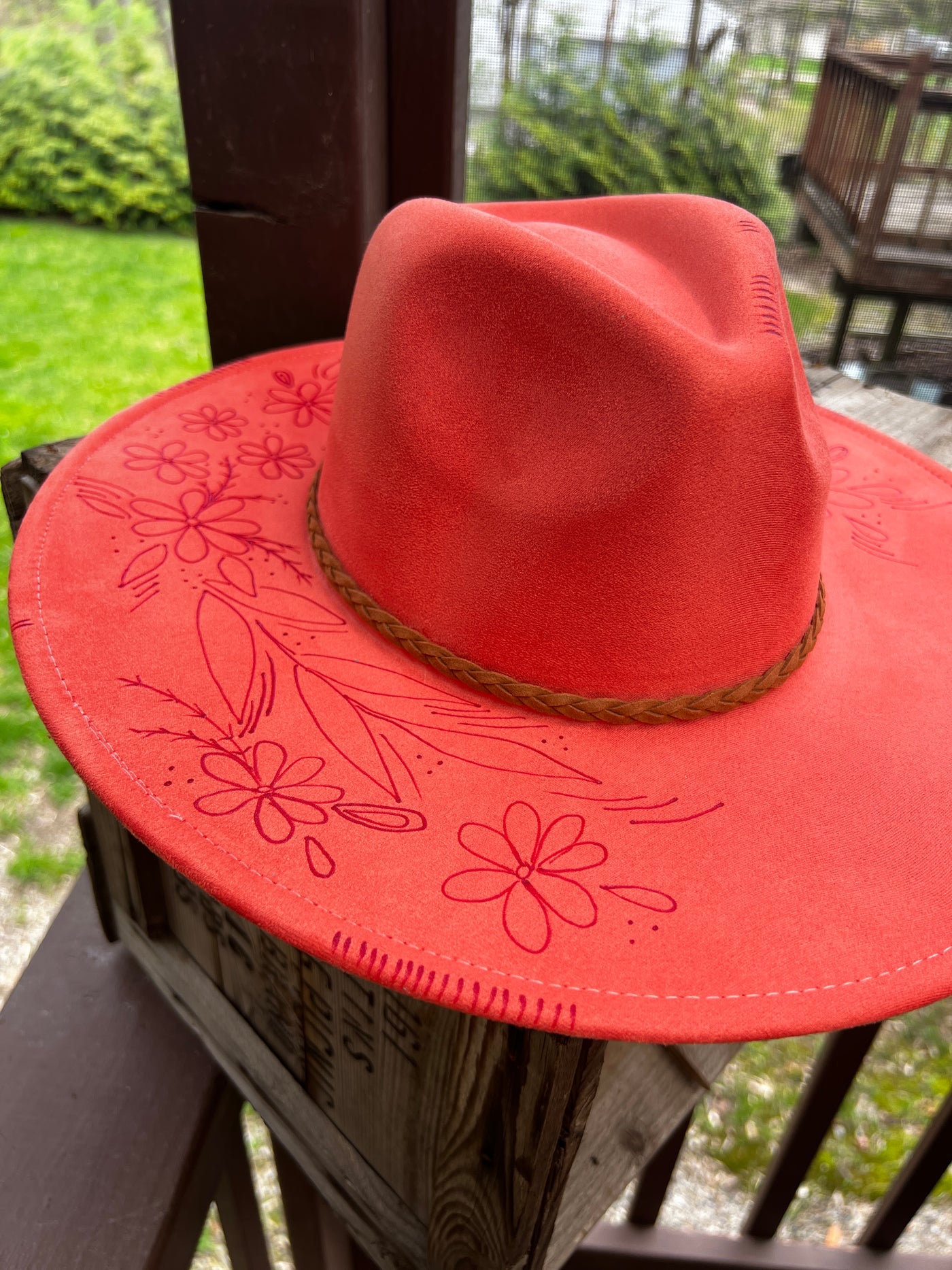 Coral Floral Microfiber Hat