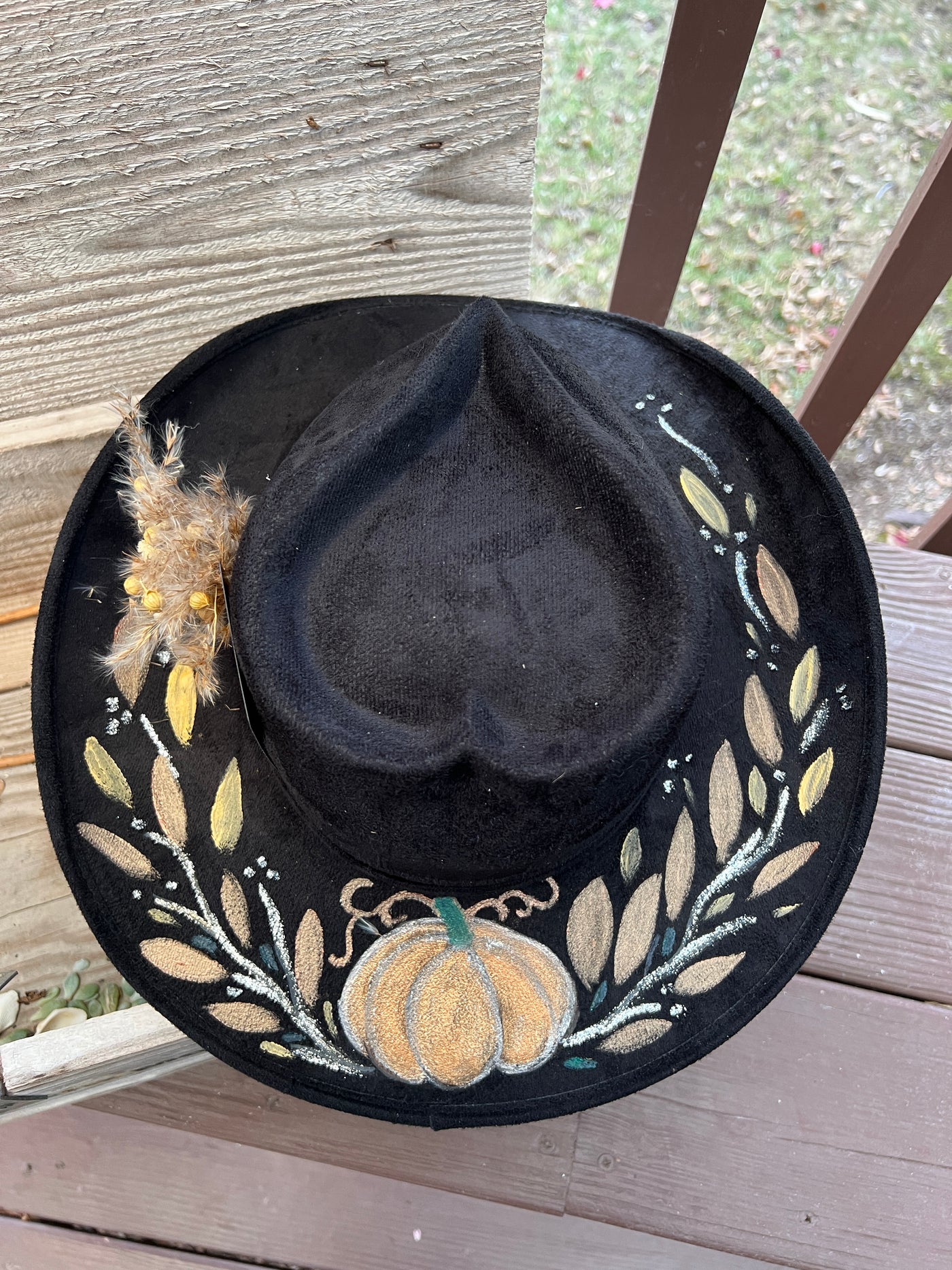 Black Cowgirl Harvest Painted Hat
