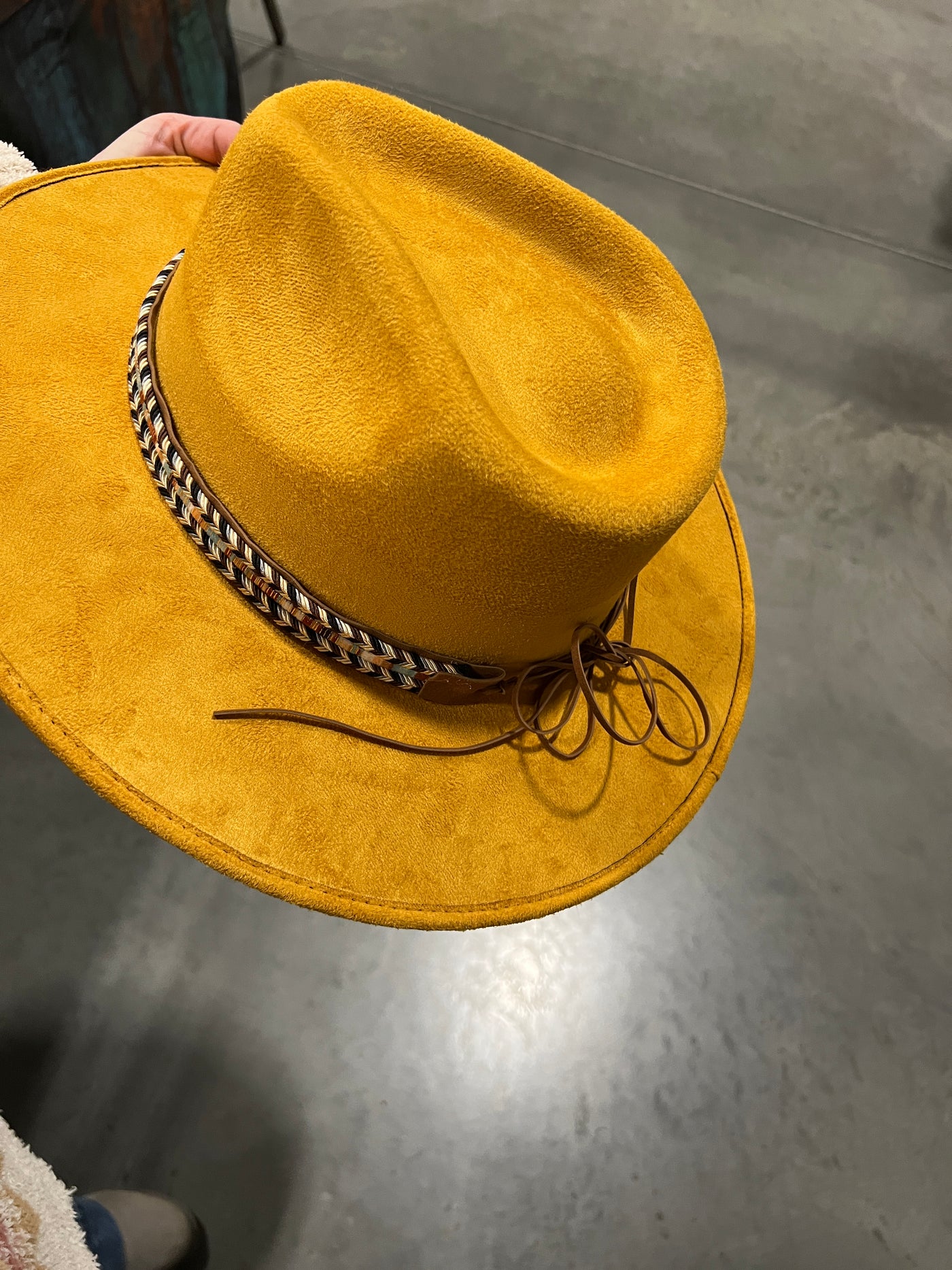 Mustard Feather Microfiber Hat