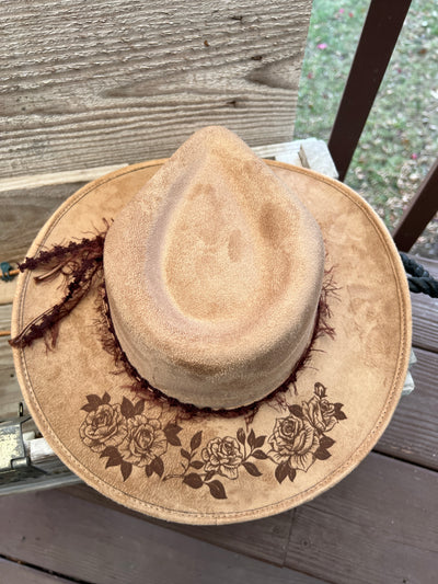 Tan Rose Cowgirl Hat