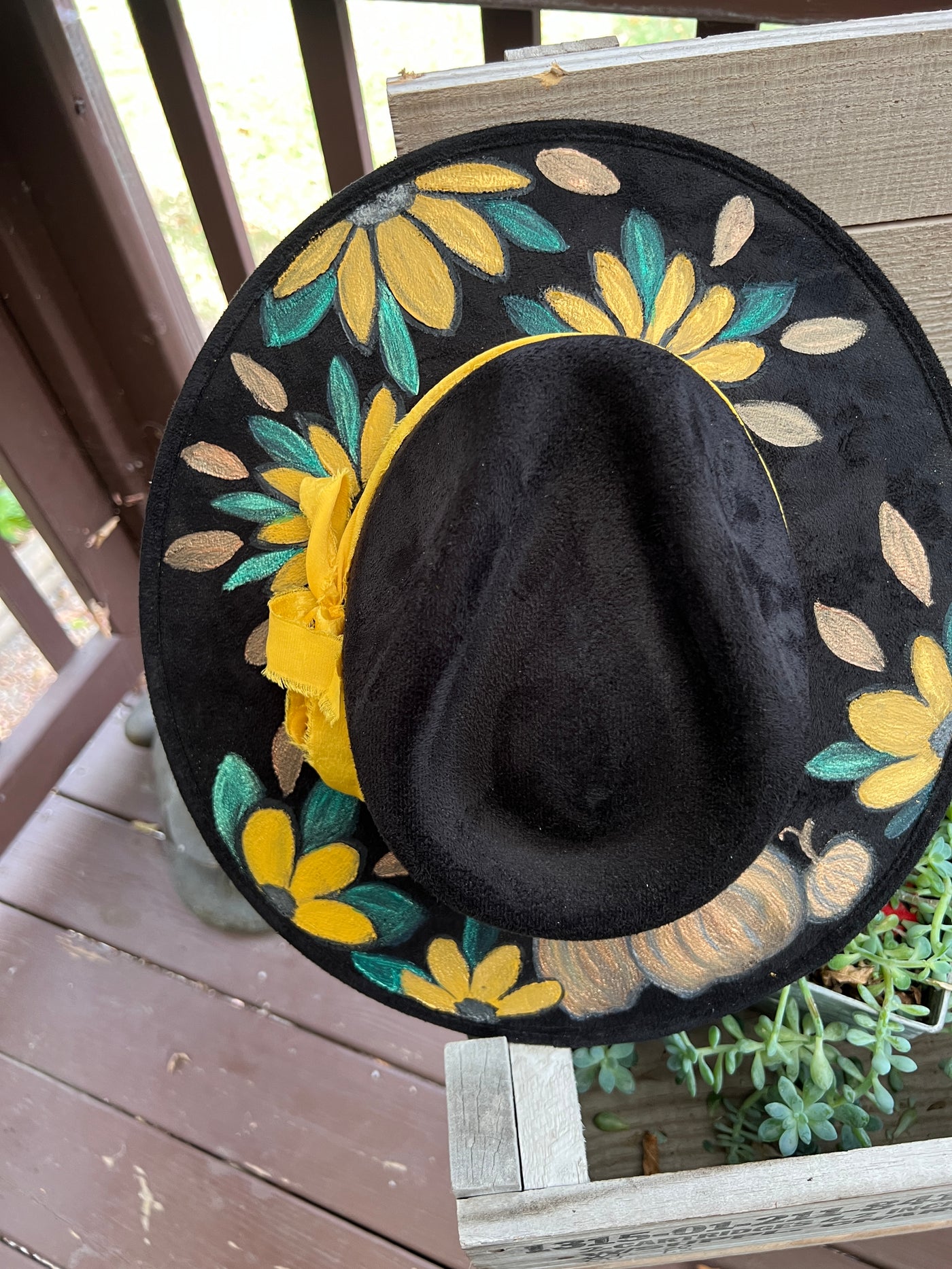Sunflower Harvest Painted Hat