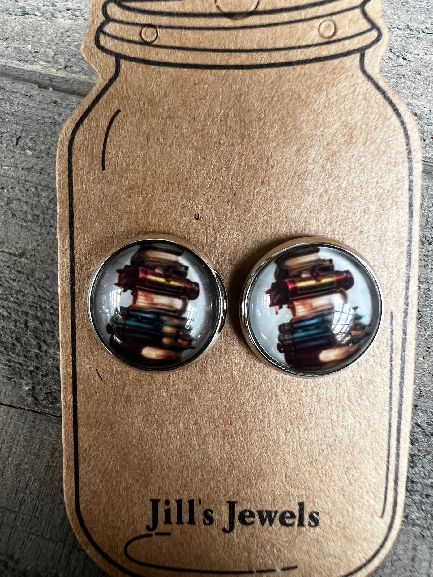 Stacked Books Stud Earrings