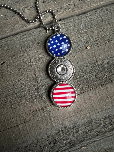 Stars and Stripes USA Triple Bullet Necklace