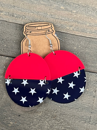 4th of July Acrylic Red White and Blue Earrings