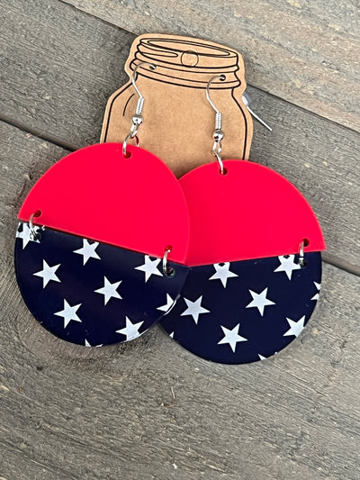 4th of July Acrylic Red White and Blue Earrings