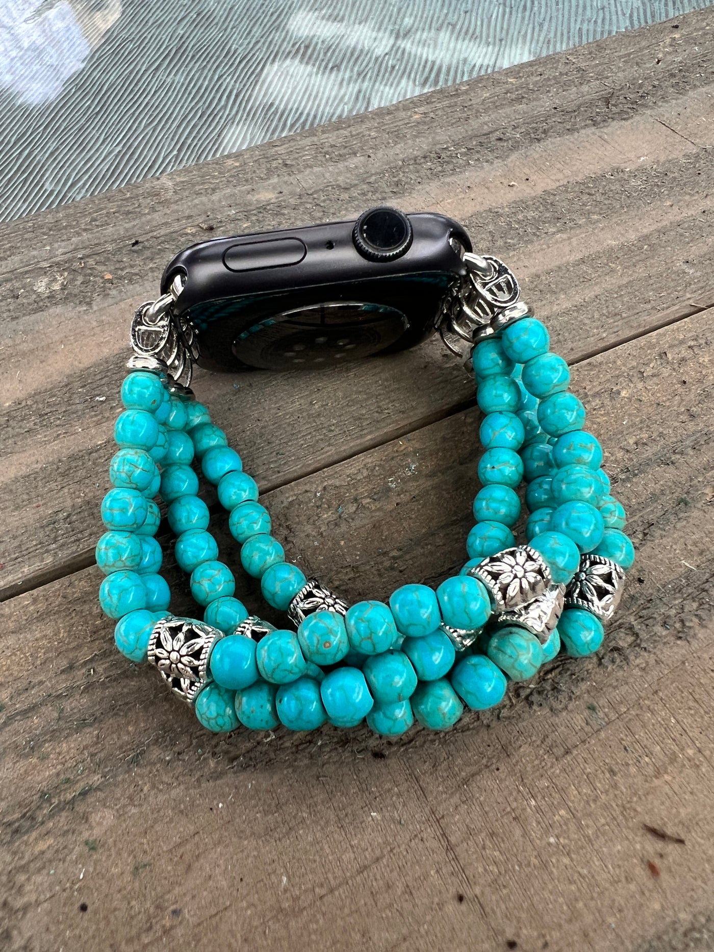 Turquoise Howlite Beaded Stretch Smart Watch Band