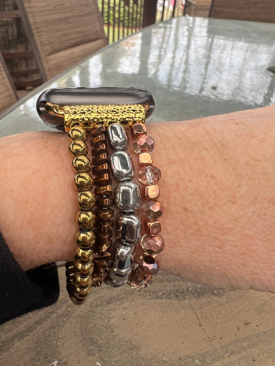 Copper and Gold Nugget Beaded Stretch Smart Watch Band