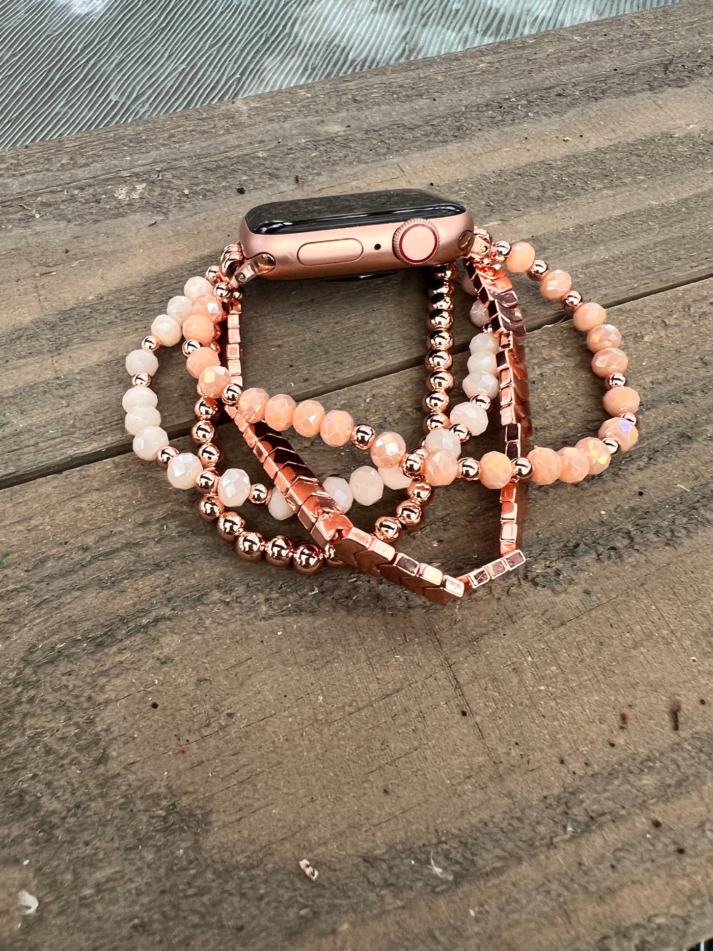 Rose Gold Arrow Beaded Stretch Smart Watch Band