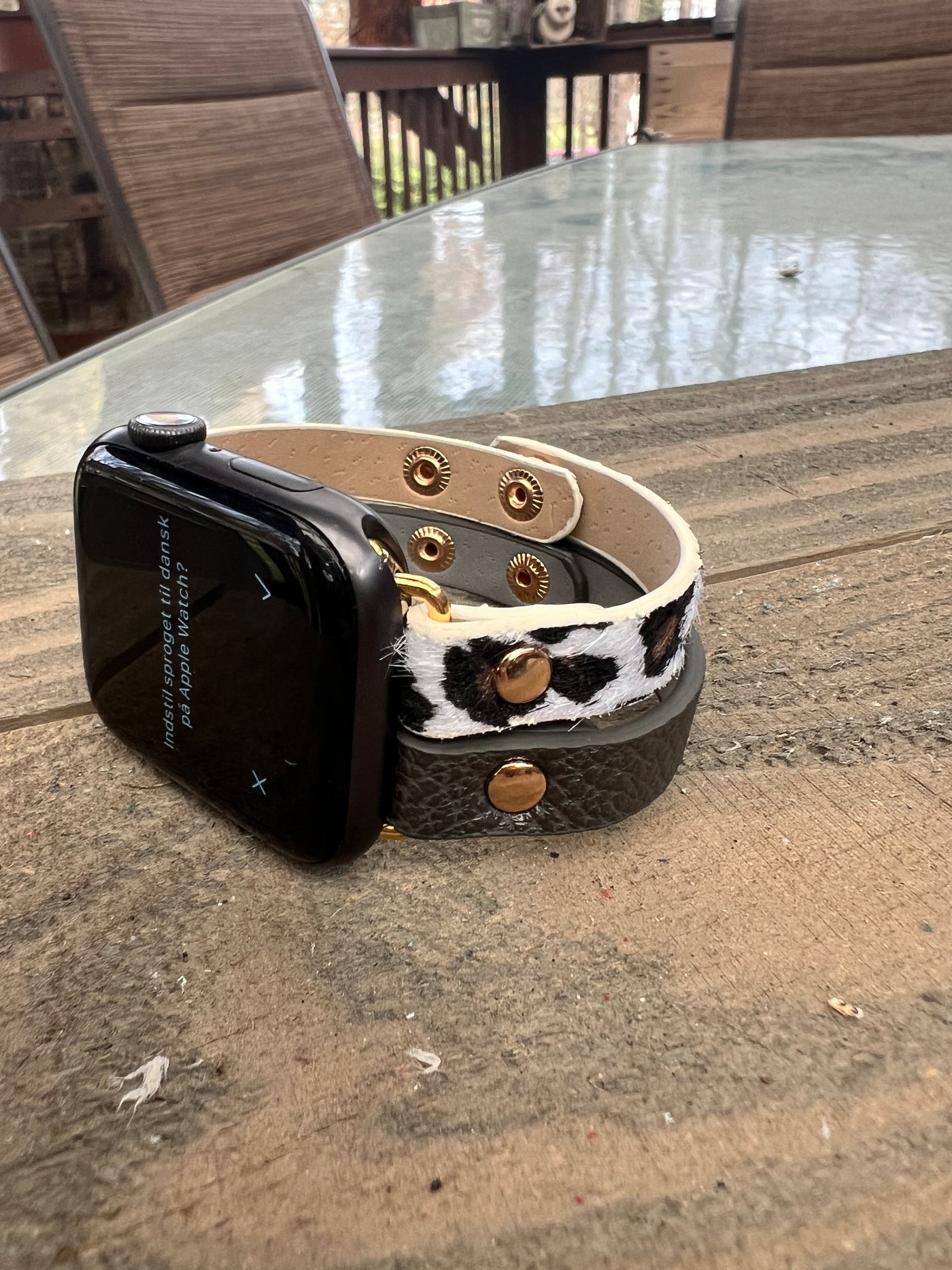 Grey Leopard Faux Leather Multi Strand Leather Smart Watch Bracelet