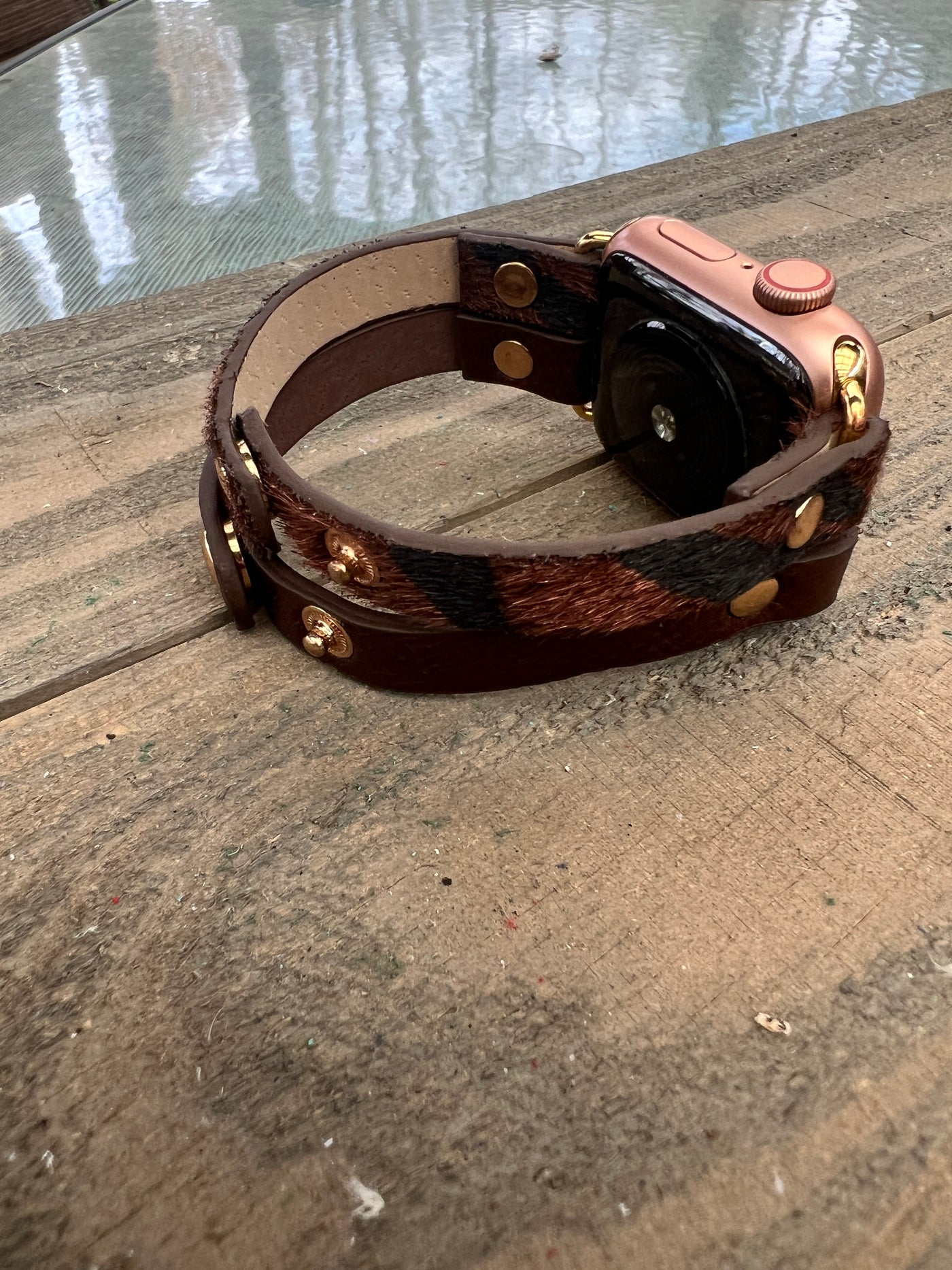 Maroon Zebra Faux Leather Multi Strand Leather Smart Watch Bracelet