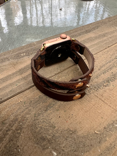 Maroon Zebra Faux Leather Multi Strand Leather Smart Watch Bracelet