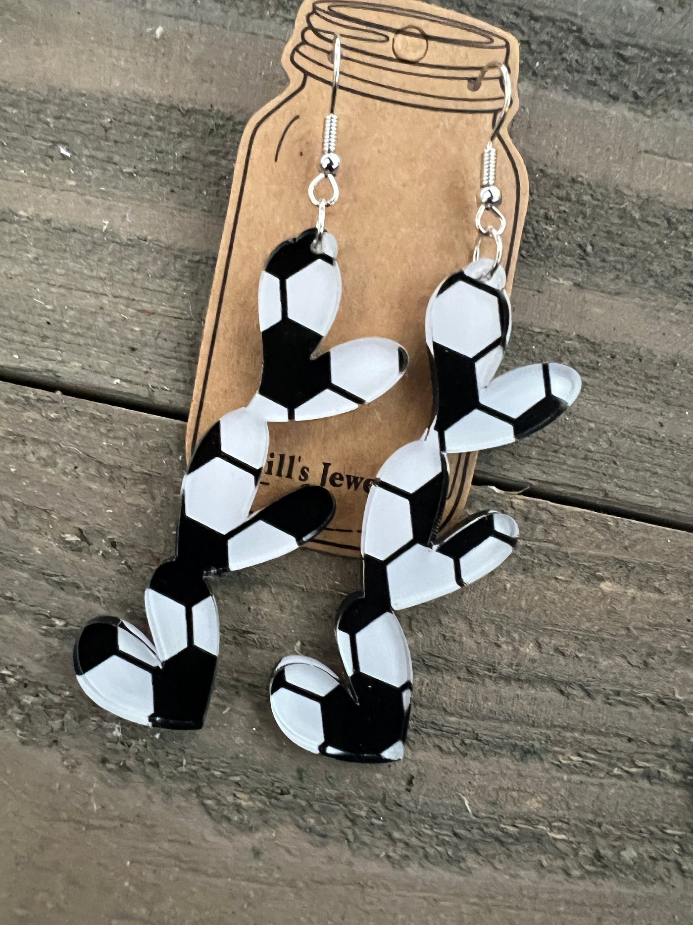 Soccer Acrylic Stacked Heart Cutout Earrings