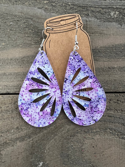 Lilac Acrylic Teardrop Cutout Earrings