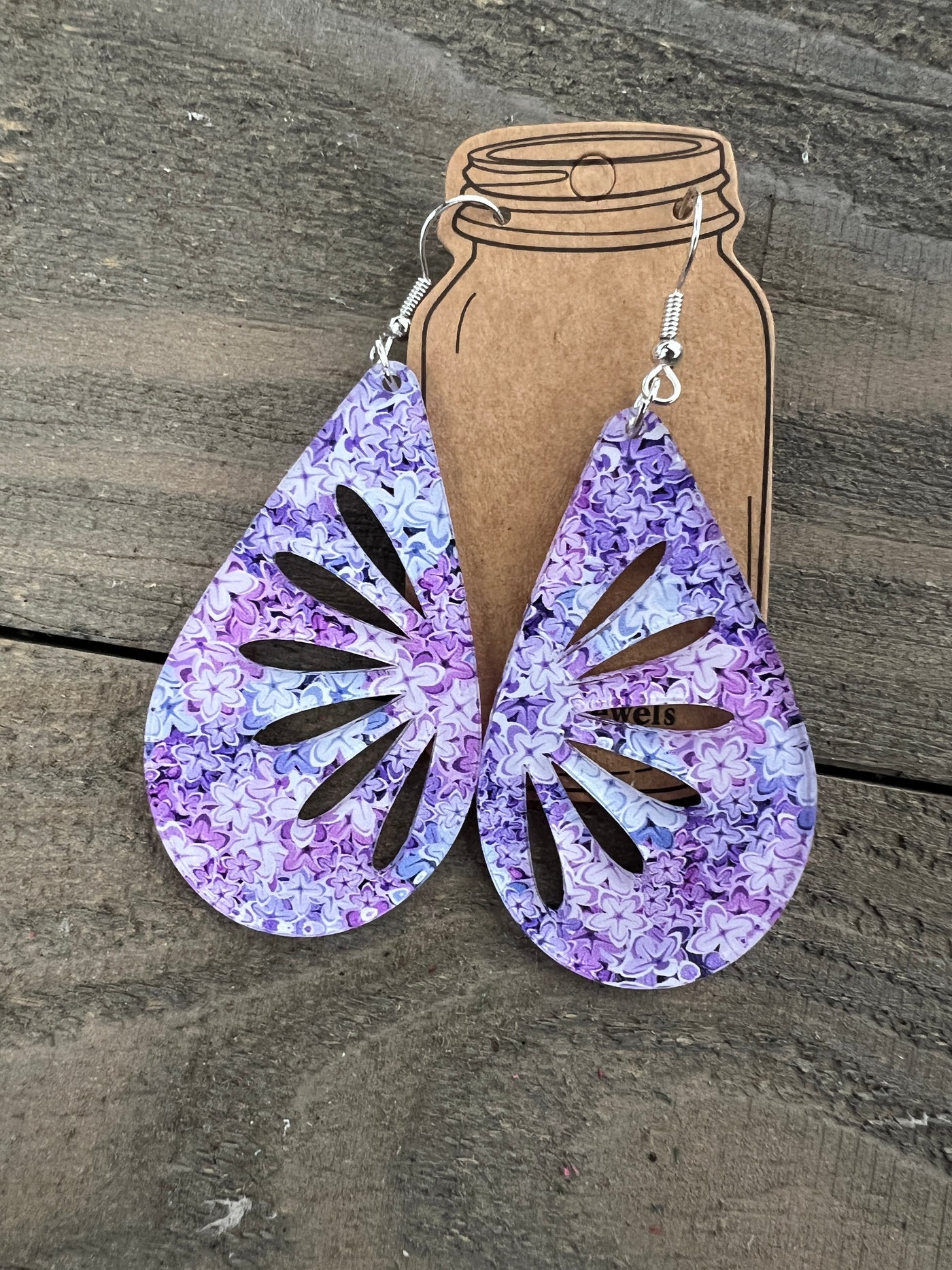 Lilac Acrylic Teardrop Cutout Earrings