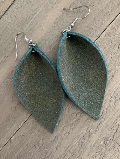 Green Gold Glitter Suede Leather Earrings - Jill's Jewels | Unique, Handcrafted, Trendy, And Fun Jewelry