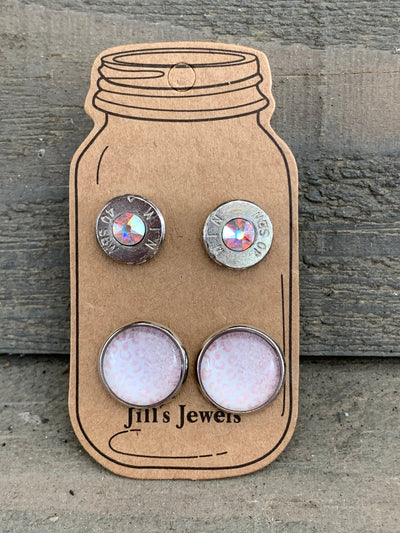 Pink Leopard 40 Caliber bullet earring set - Jill's Jewels | Unique, Handcrafted, Trendy, And Fun Jewelry