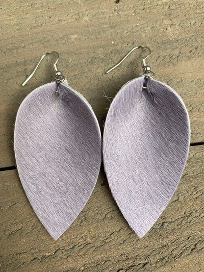Lavender Hair on leather earring - Limited Edition
