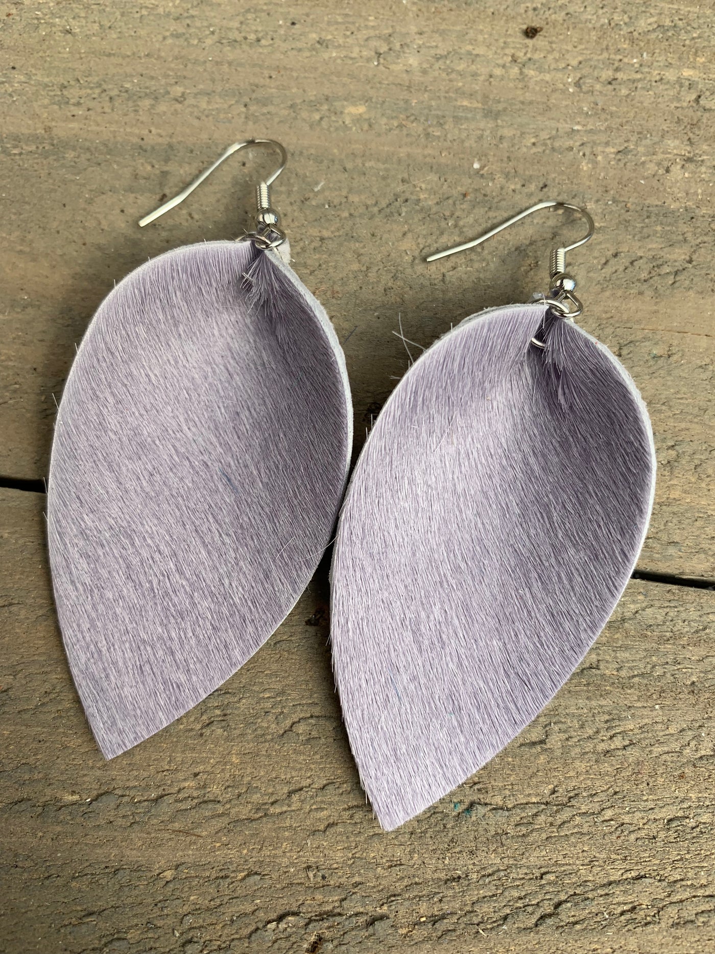 Lavender Hair on leather earring - Limited Edition