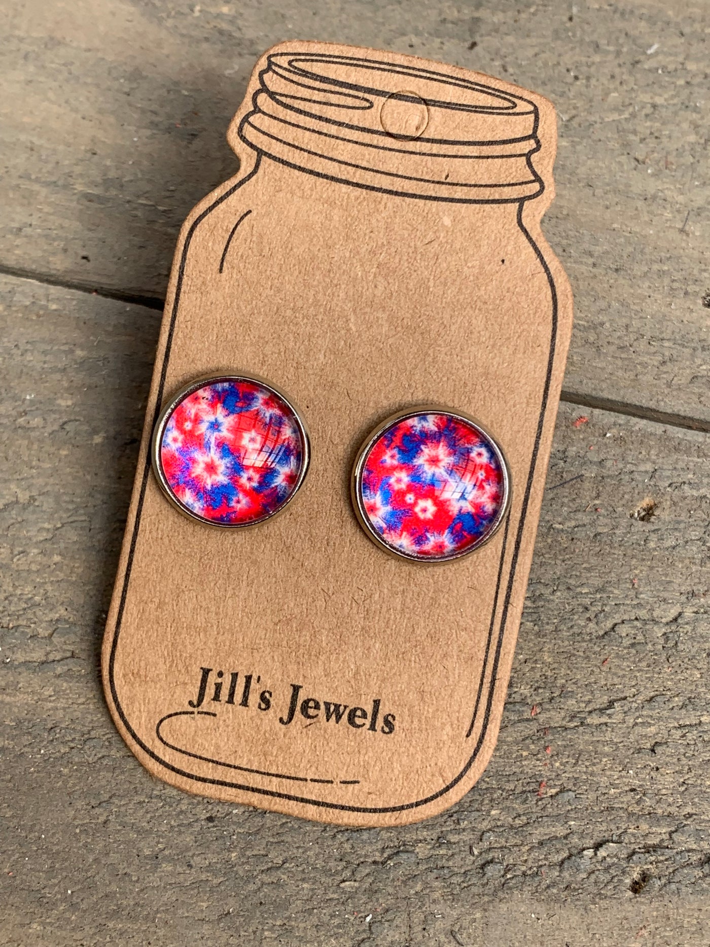 Red White and Blue Firework Stud Earrings