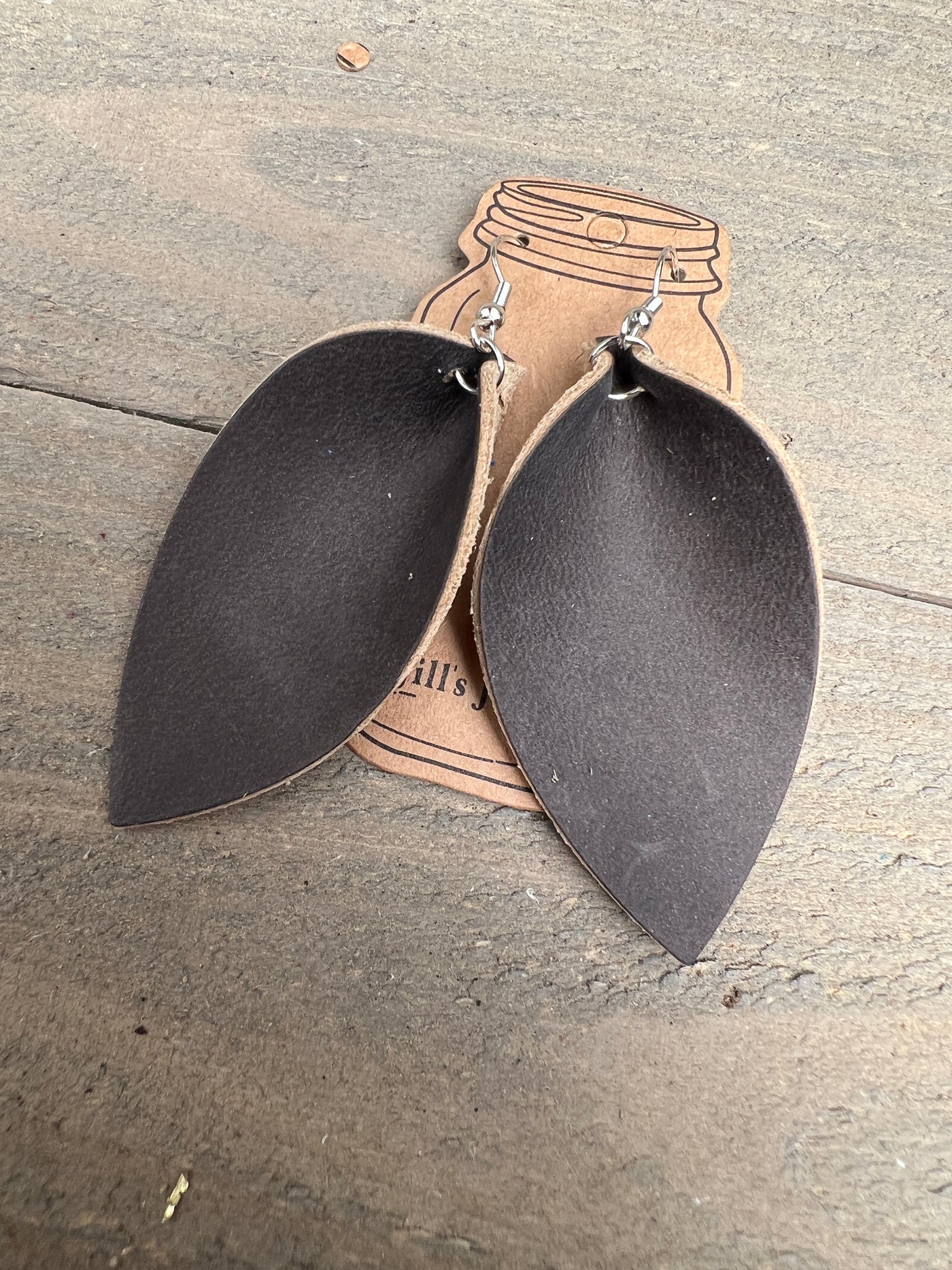 Grey Rustic Nubuck leather earring