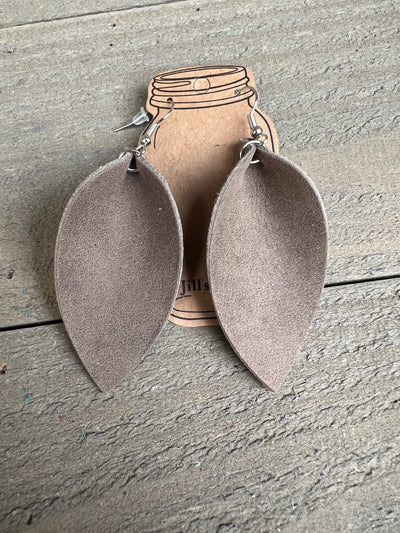 Rustic Taupe Brown Leather Earrings