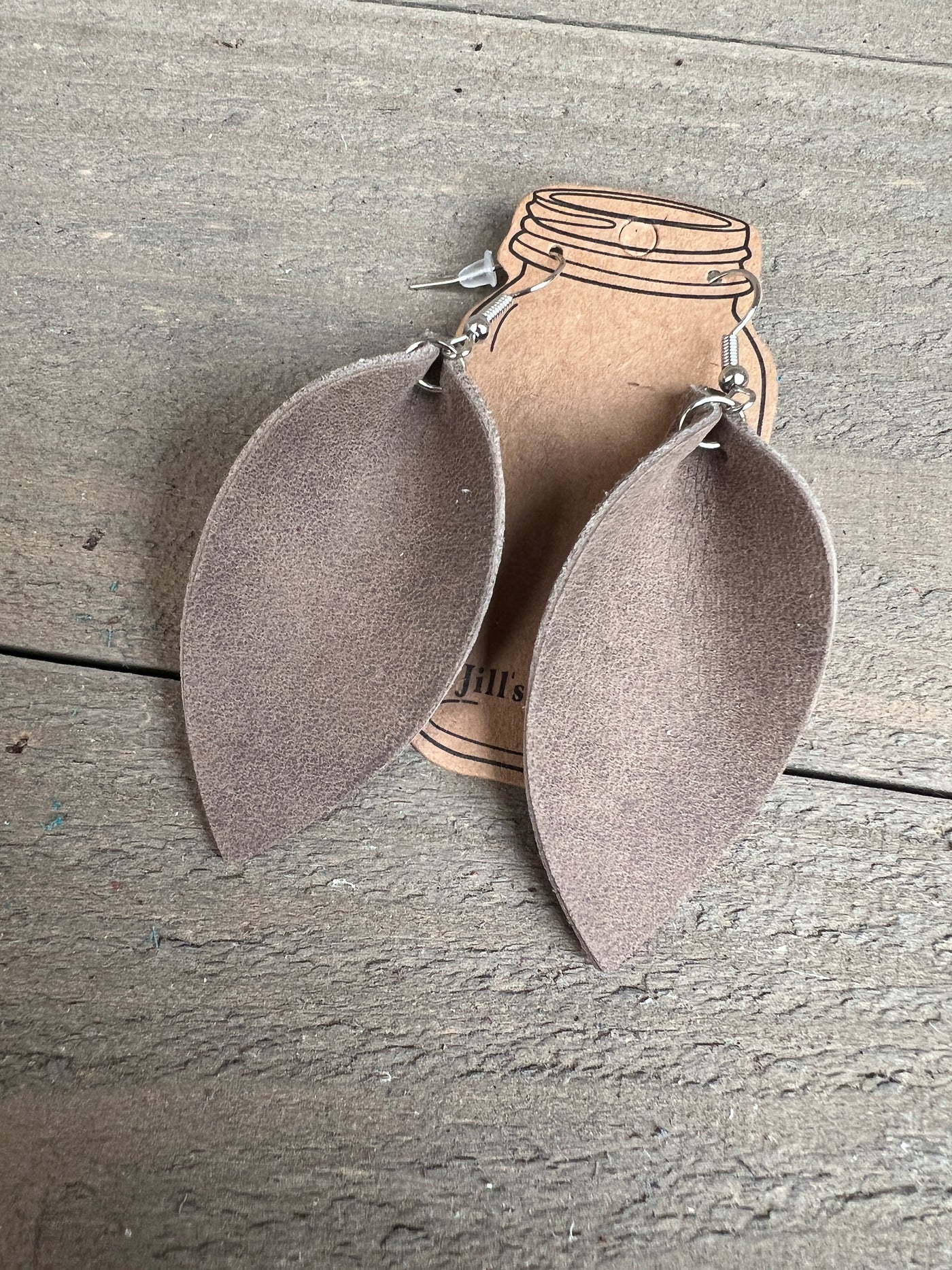 Rustic Taupe Brown Leather Earrings