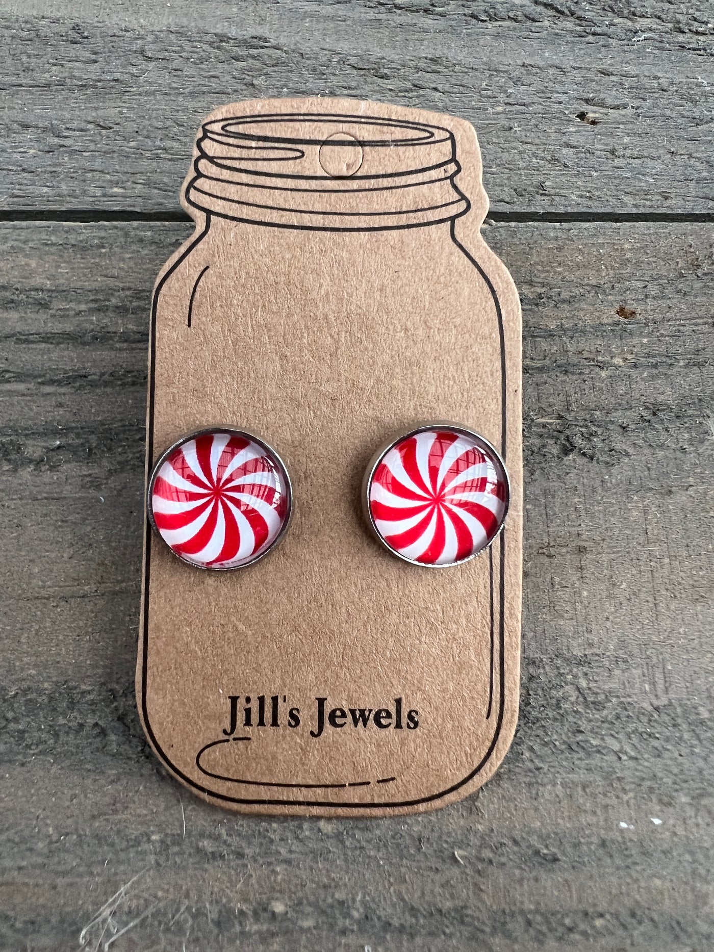 Peppermint Candy Holiday Stud Earrings