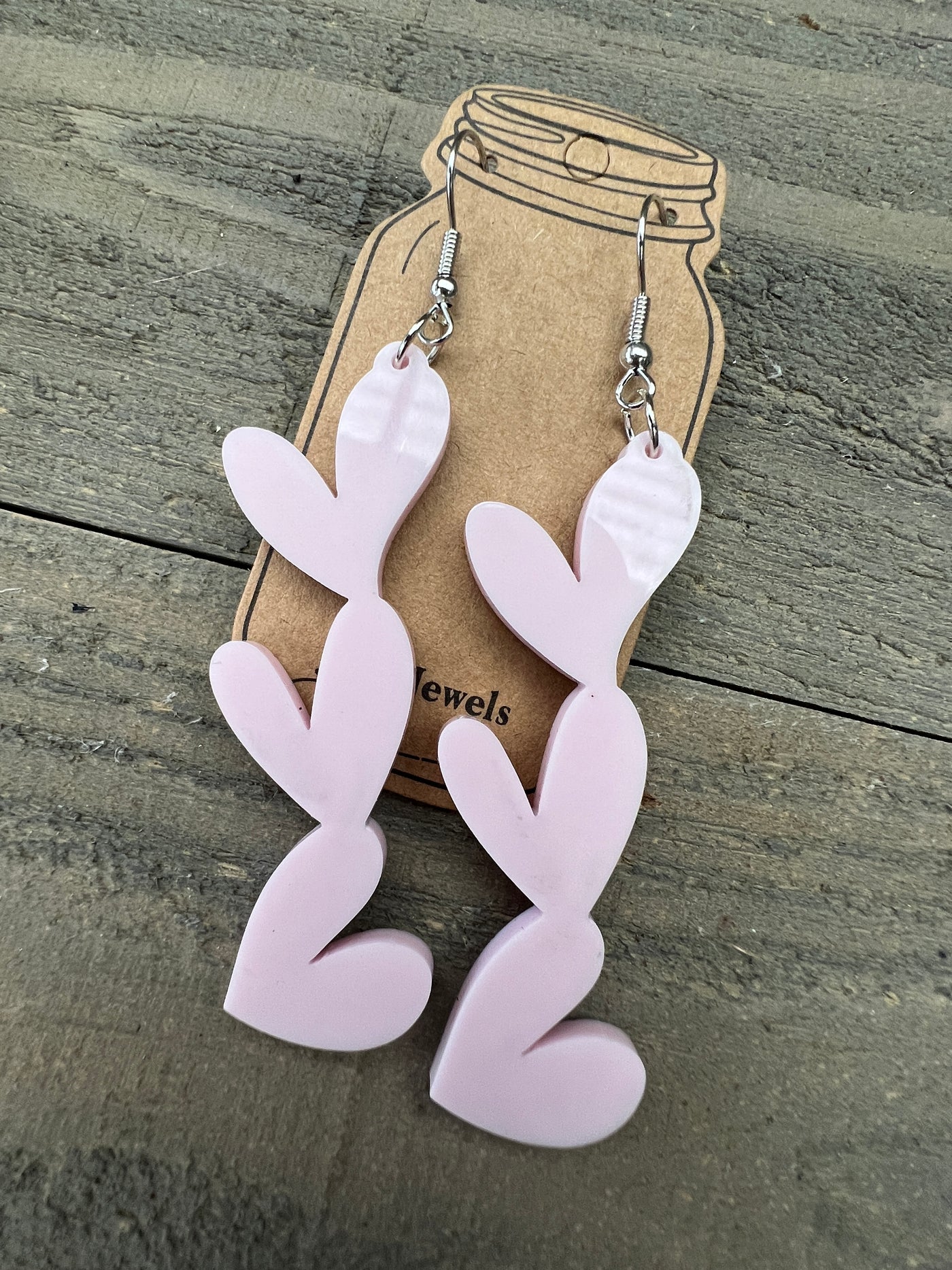 Light Pink Acrylic Stacked Heart Cutout Earrings