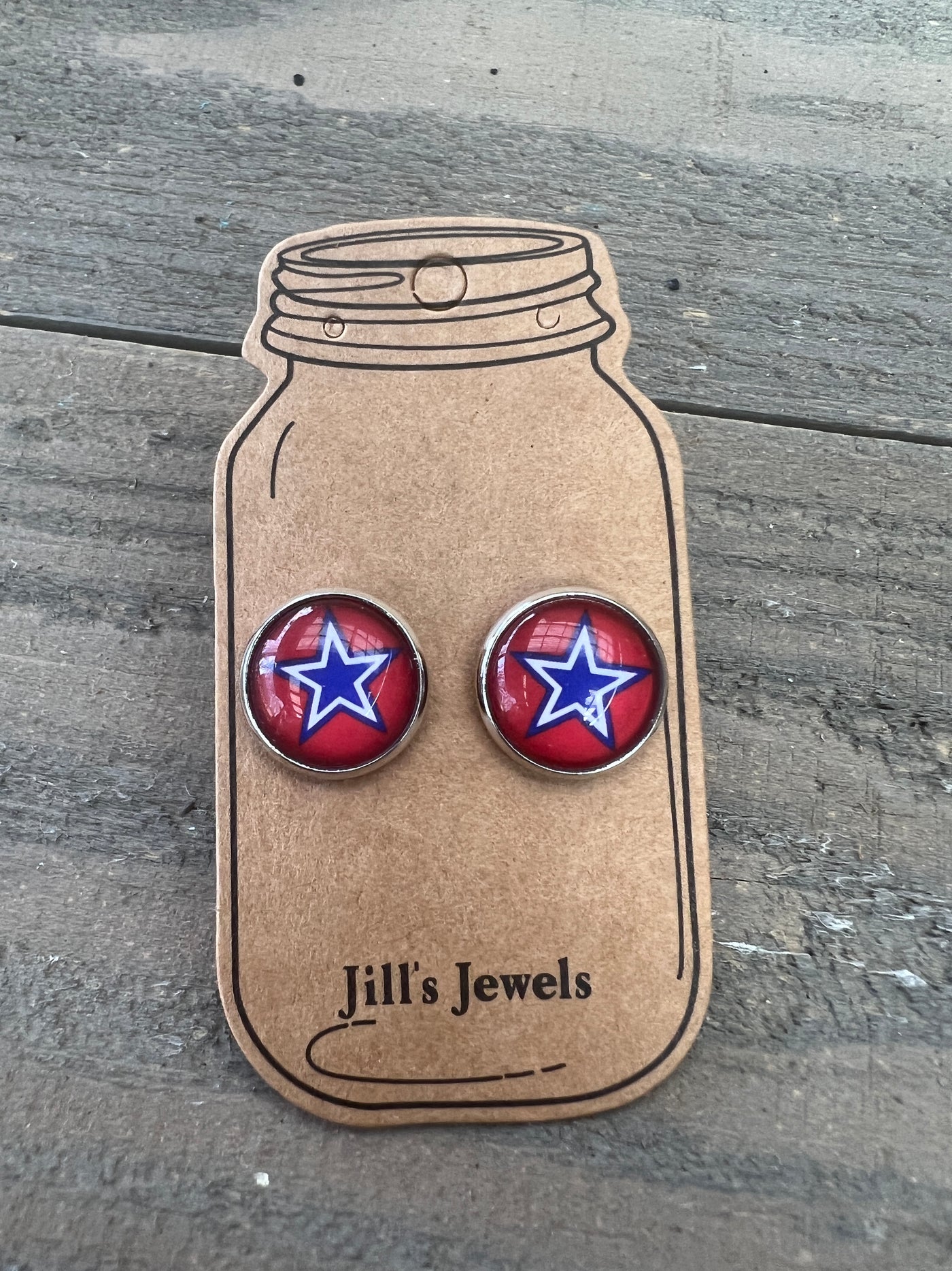 Red and Blue Star Stud Earrings