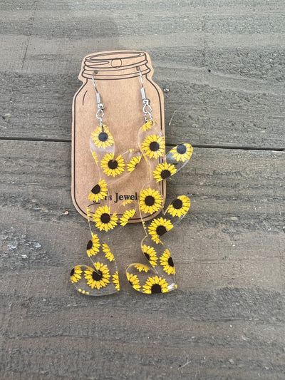 Sunflower Acrylic Stacked Heart Cutout Earrings
