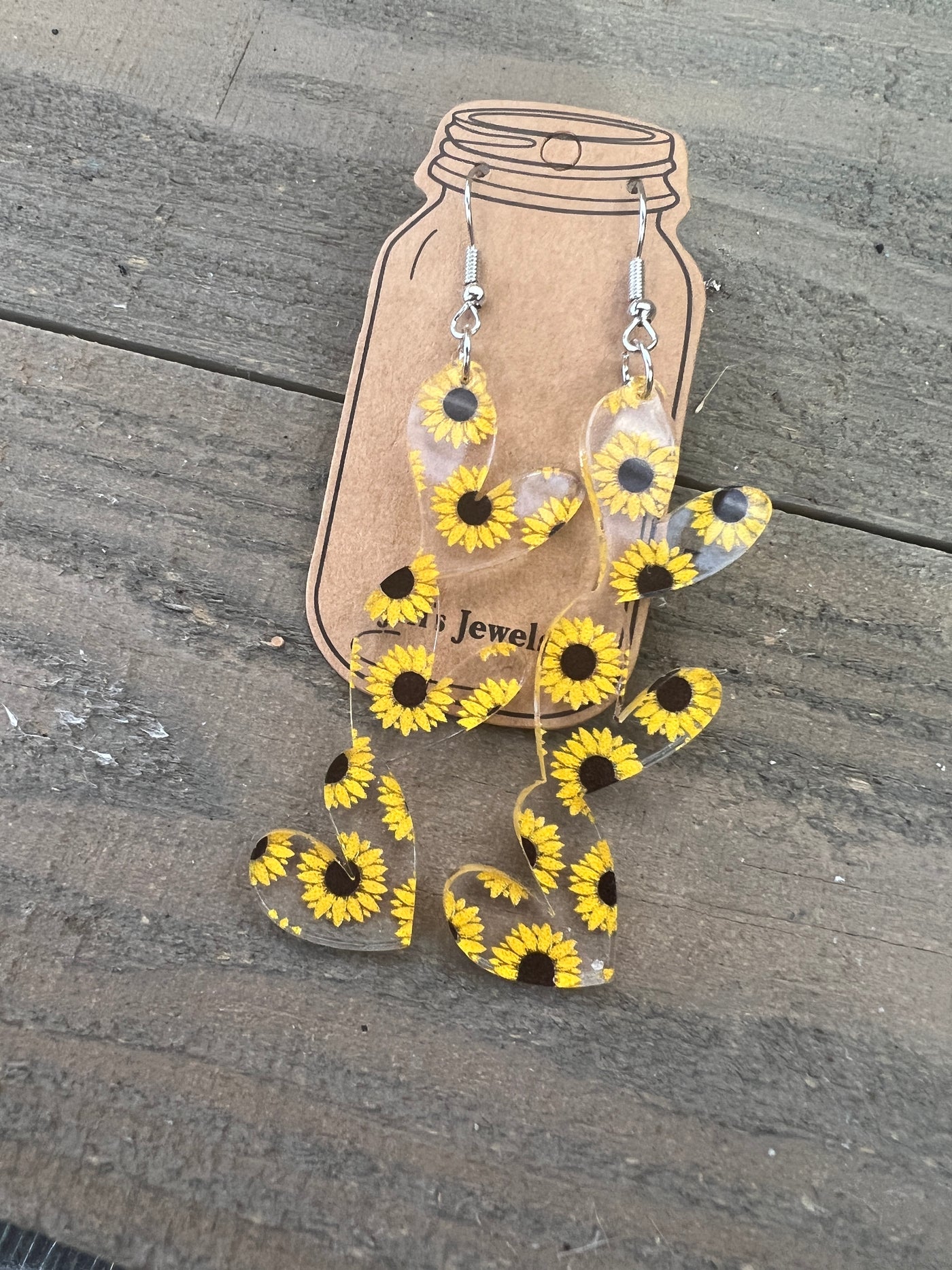Sunflower Acrylic Stacked Heart Cutout Earrings