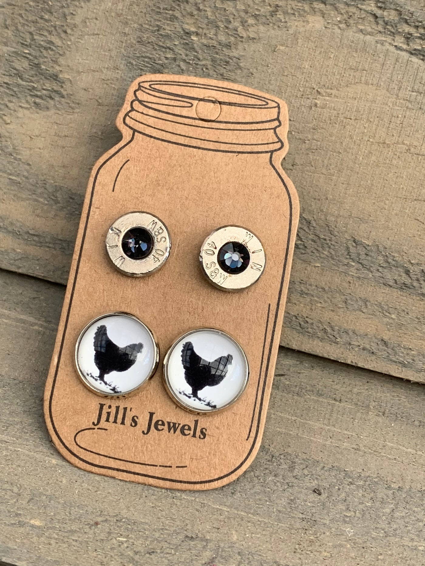 Chicken 40 Caliber bullet earring set - Jill's Jewels | Unique, Handcrafted, Trendy, And Fun Jewelry
