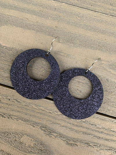 Navy Glitter Cork Hoop Earring - Jill's Jewels | Unique, Handcrafted, Trendy, And Fun Jewelry