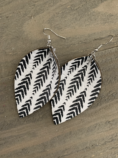 White Chevron Leather Earrings - Jill's Jewels | Unique, Handcrafted, Trendy, And Fun Jewelry