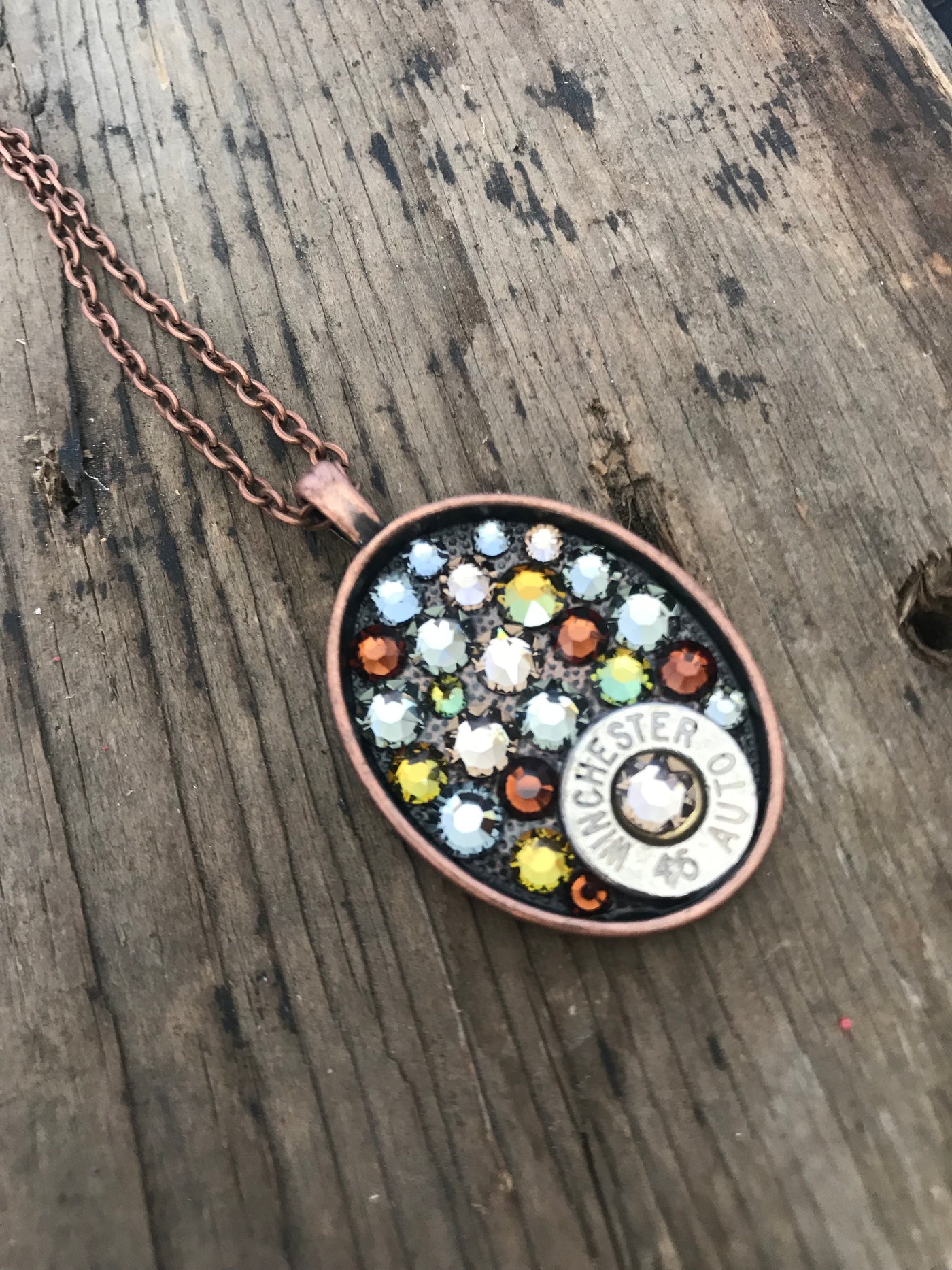 Oval Copper Rhinestone Pendant - Jill's Jewels | Unique, Handcrafted, Trendy, And Fun Jewelry