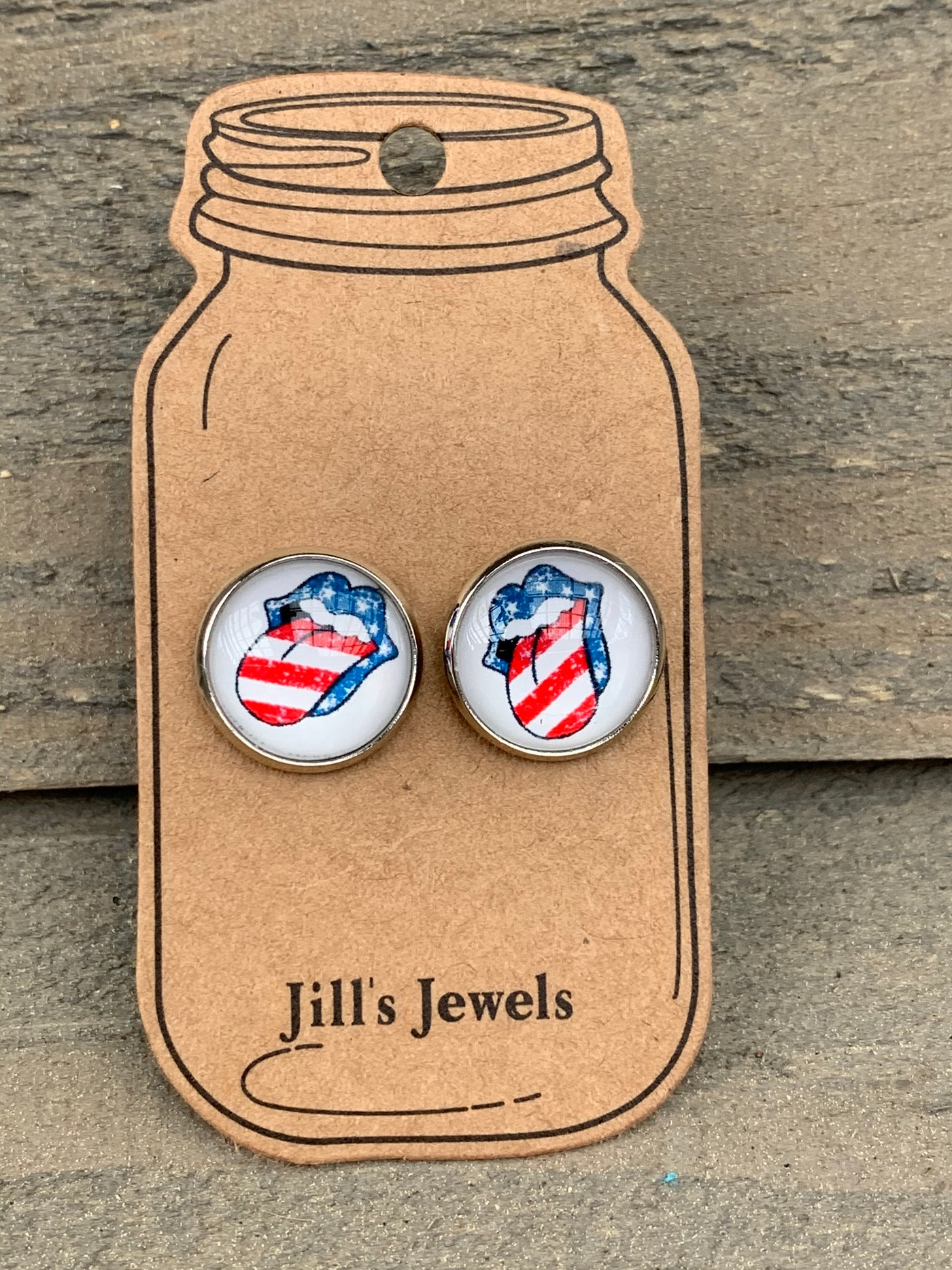 Red White and Blue Lips Stud Earrings - Jill's Jewels | Unique, Handcrafted, Trendy, And Fun Jewelry