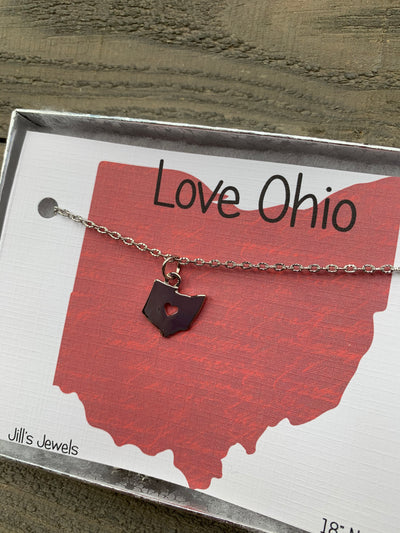 Ohio Heart Cutout Necklace - Silver, Gold or Rose Gold - Jill's Jewels | Unique, Handcrafted, Trendy, And Fun Jewelry