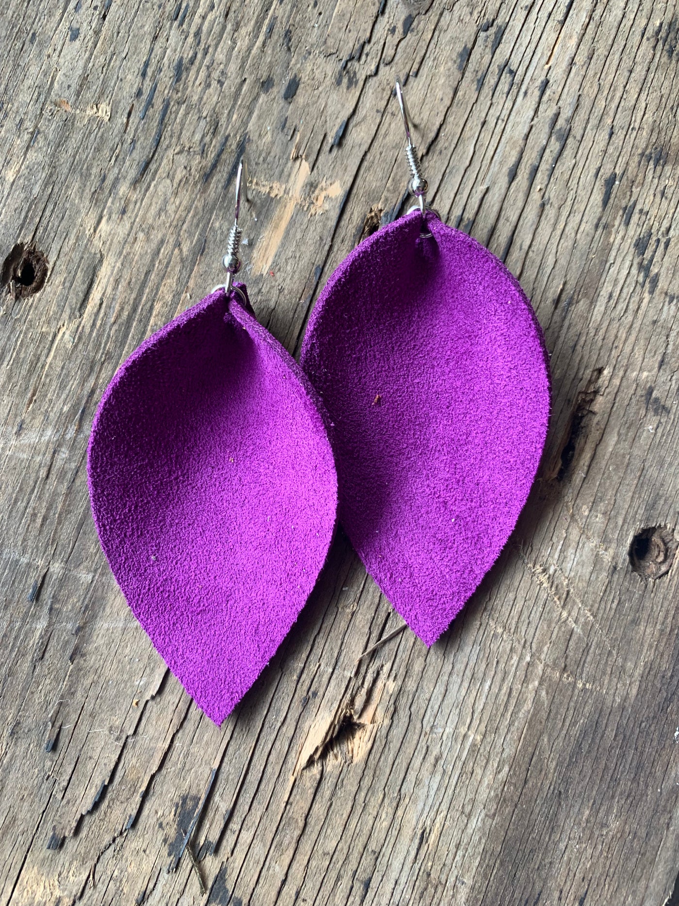 Purple suede earrings - Jill's Jewels | Unique, Handcrafted, Trendy, And Fun Jewelry